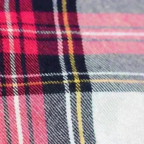 ALEXANDER JORDAN White Red Plaid Silky Flowy Rayon Button Up Blouse Women Large - Picture 8 of 9